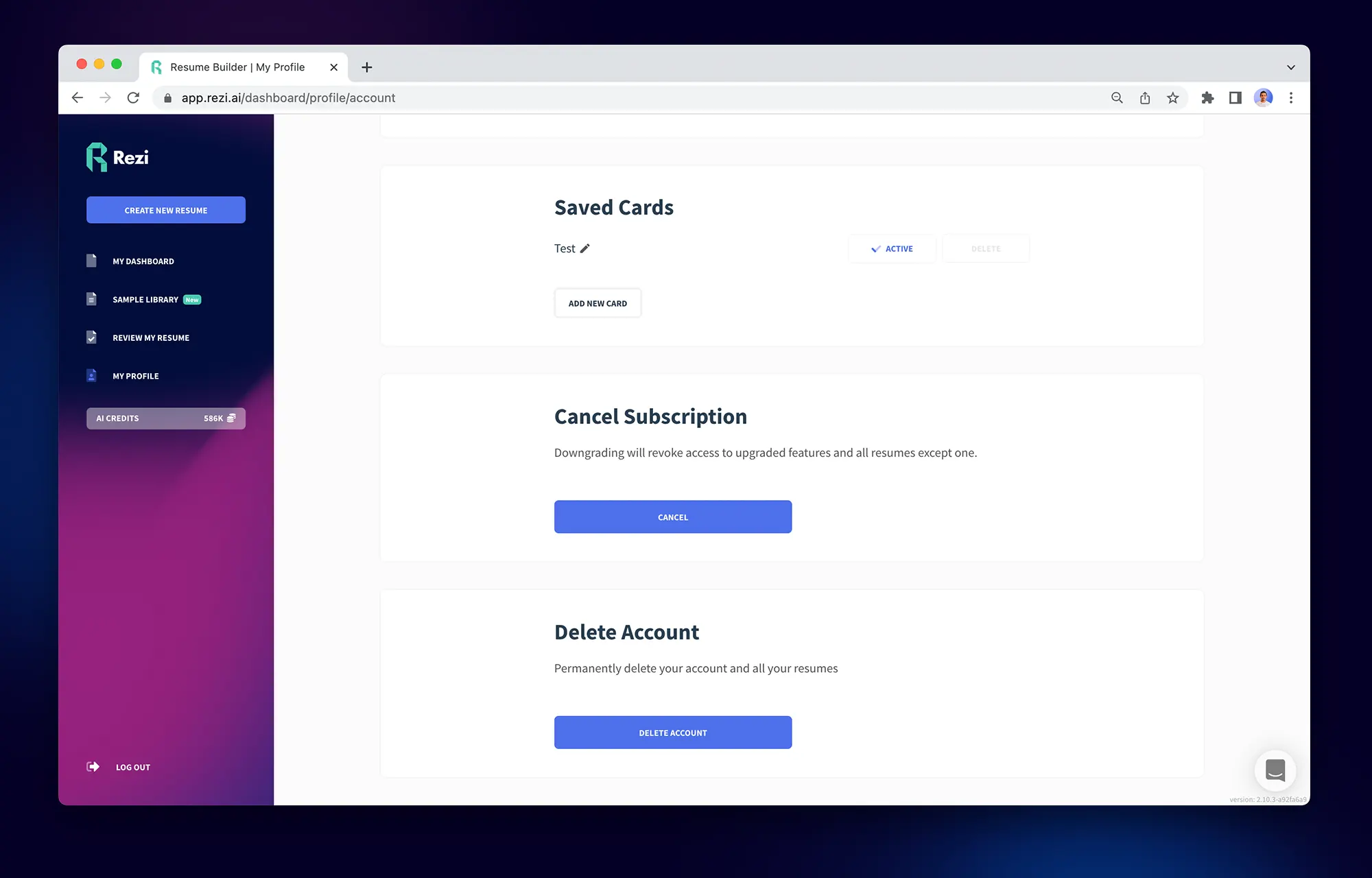 Rezi User Docs Cancel Subscription